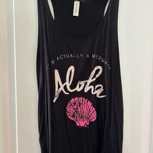 Girls Mermaid Tank Top with Pink Shell Design